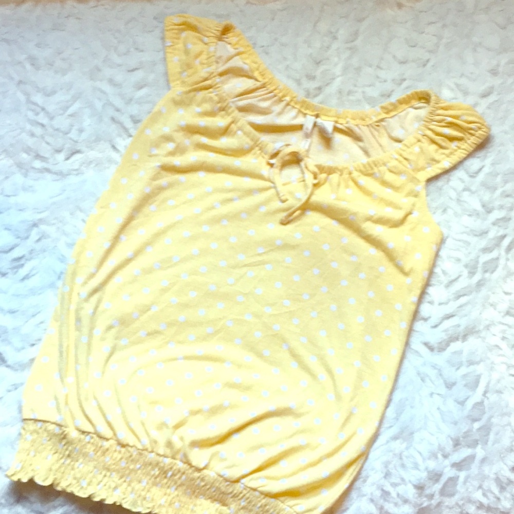 Light Yellow Polka Dot Keyhole Top